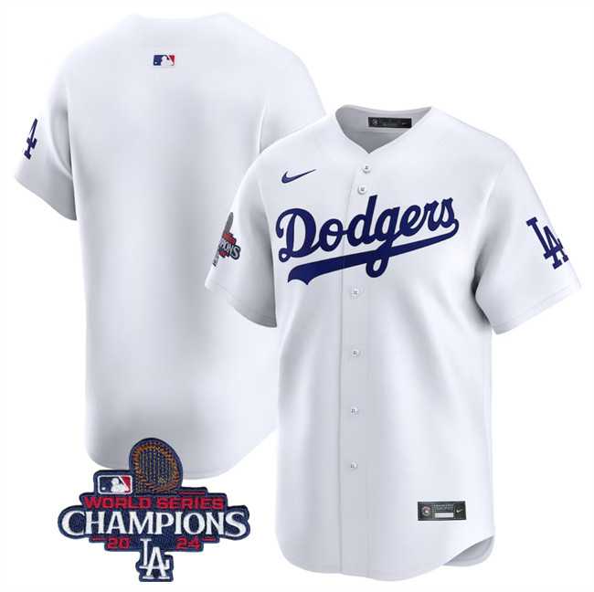 Men%27s Los Angeles Dodgers Blank White 2024 World Series Home Limited Stitched Baseball Jersey